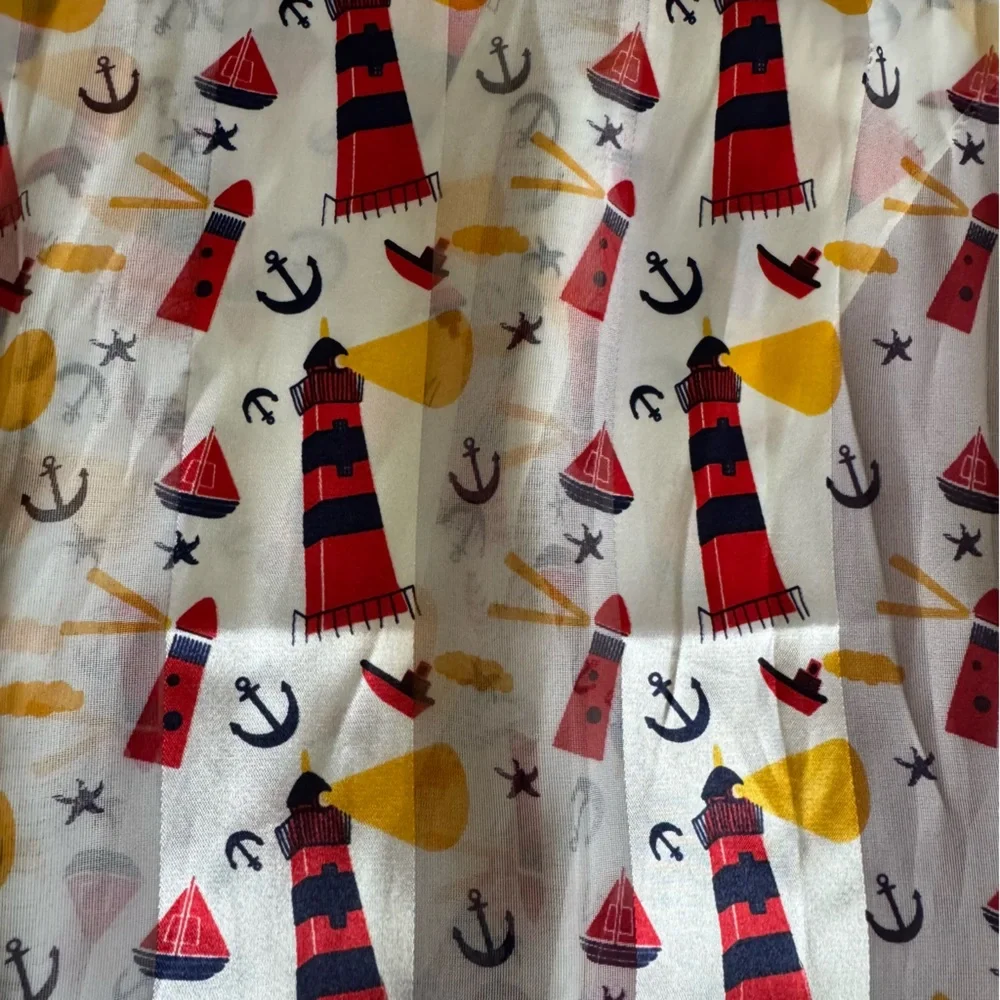 🎈 2/$5 🎈 Vintage White Scarf with Red and Yellow Nautical Print